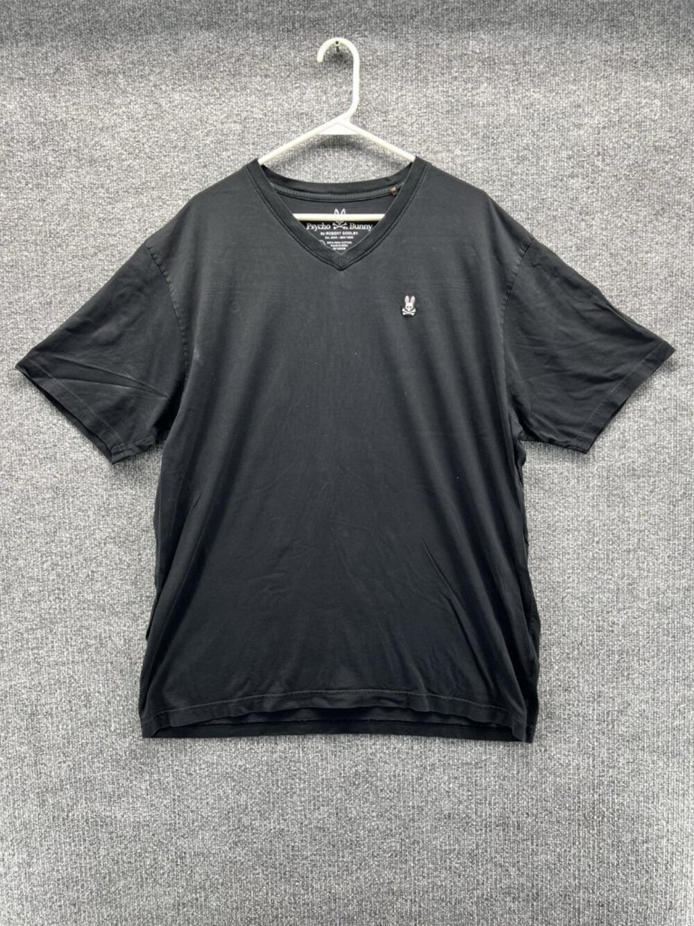 Psycho Bunny Shirt Mens 3XL Black V-Neck Tee Pima Cotton Tagless Logo Basic 9